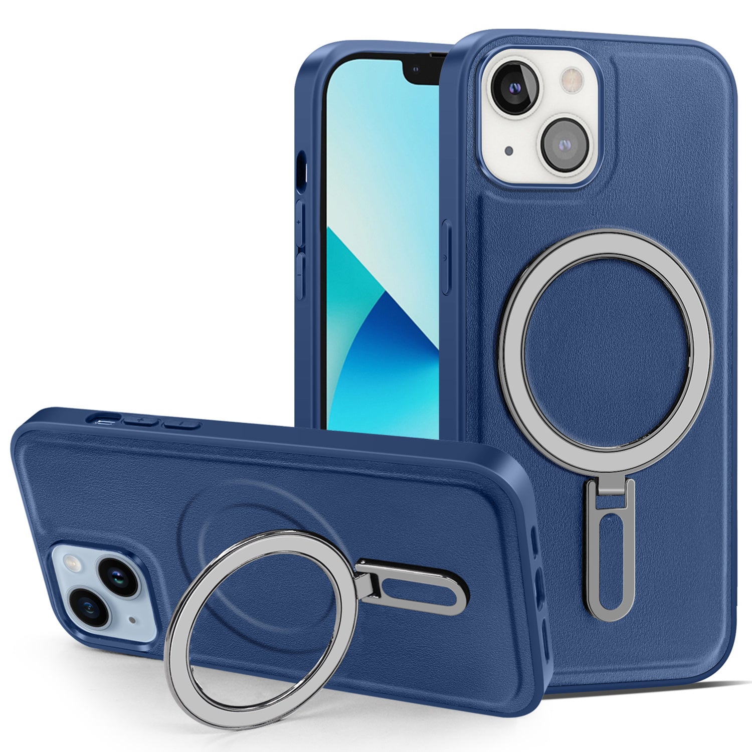 For iPhone 13 6.1 inch PU Leather Coated PC TPU Phone Case Magnetic Cover with Kickstand For iPhone 13 6.1 inch PU Leather Coated PC TPU Phone Case Magnetic Cover with Kickstand